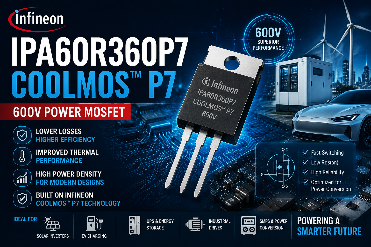 Infineon CoolMOS P7 600V MOSFET (IPA60R360P7): Specs, Alternatives and European Sourcing